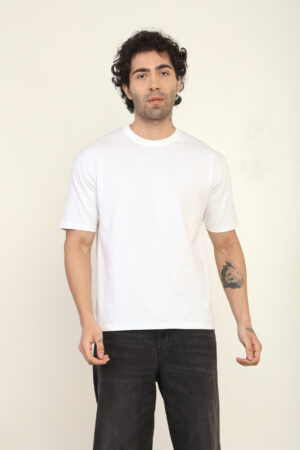 Absqura Solid Oversized White T-Shirt