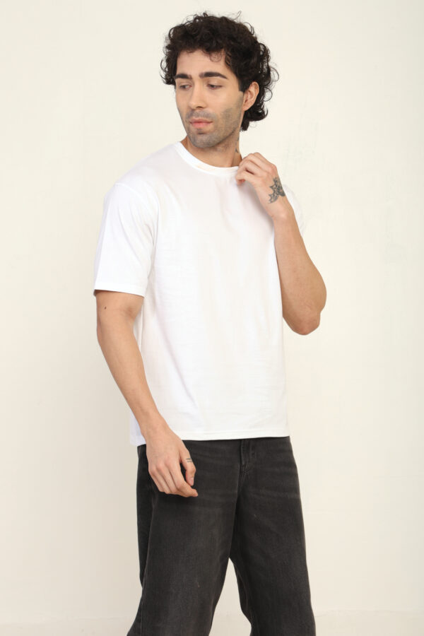 Absqura Solid Oversized White T-Shirt