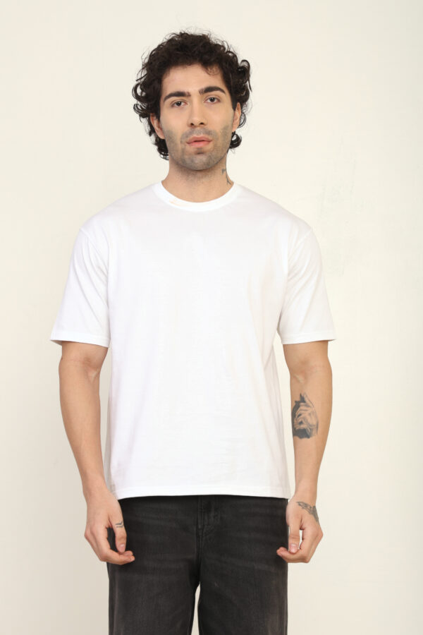 Absqura Solid Oversized White T-Shirt