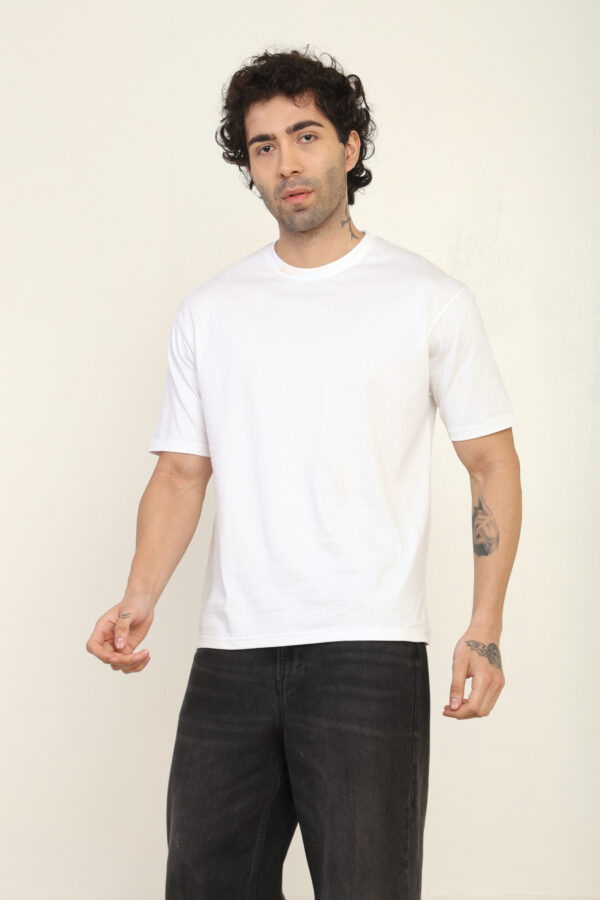 Absqura Solid Oversized White T-Shirt