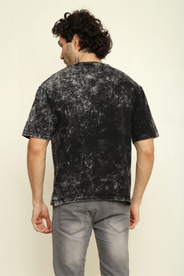 Absqura Men Acid Wash Solid Oversized Black T-Shirt