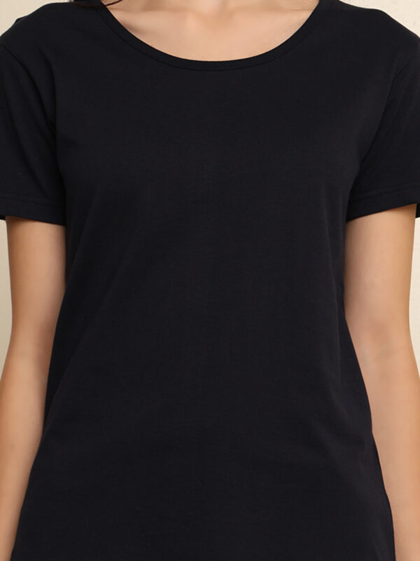 Absqura Solid Women Black T-Shirt