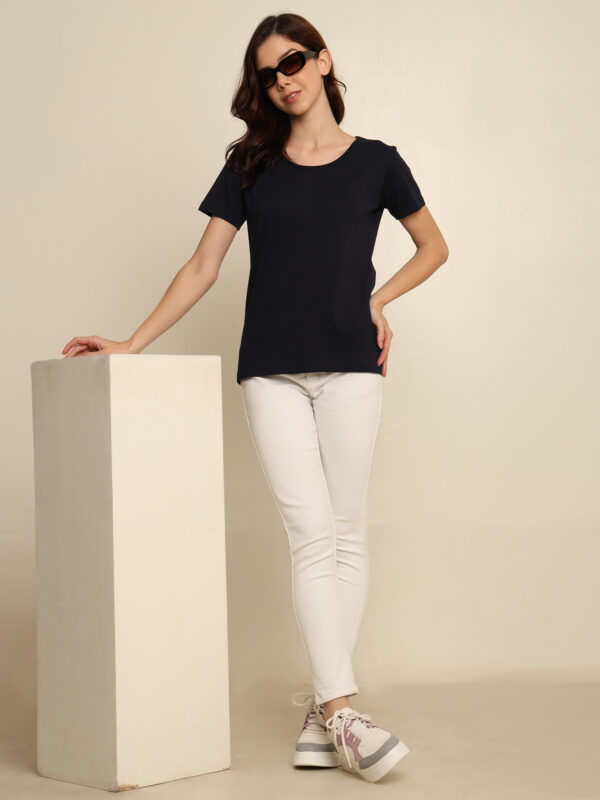 Absqura Solid Women Black T-Shirt