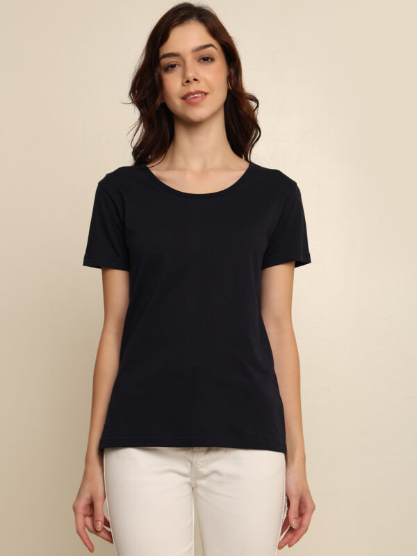 Absqura Solid Women Black T-Shirt