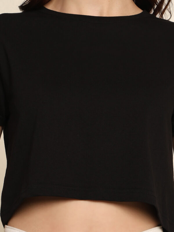 Absqura Solid Women Black Crop Top