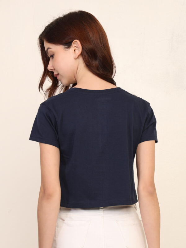Absqura Solid Women Navy Blue Crop Top