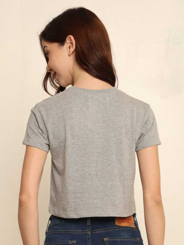 Absqura Solid Women Grey Melange Crop Top