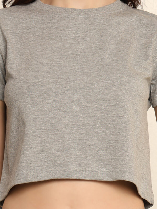 Absqura Solid Women Grey Melange Crop Top