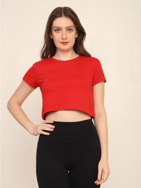Absqura Solid Women Red Crop Top