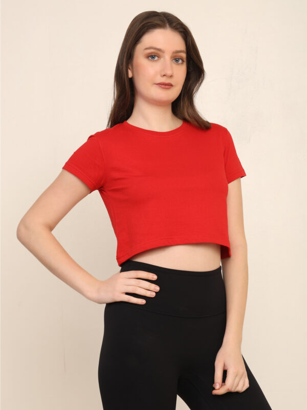 Absqura Solid Women Red Crop Top