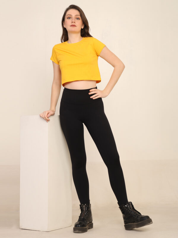 Absqura Solid Women Golden Yellow Crop Top