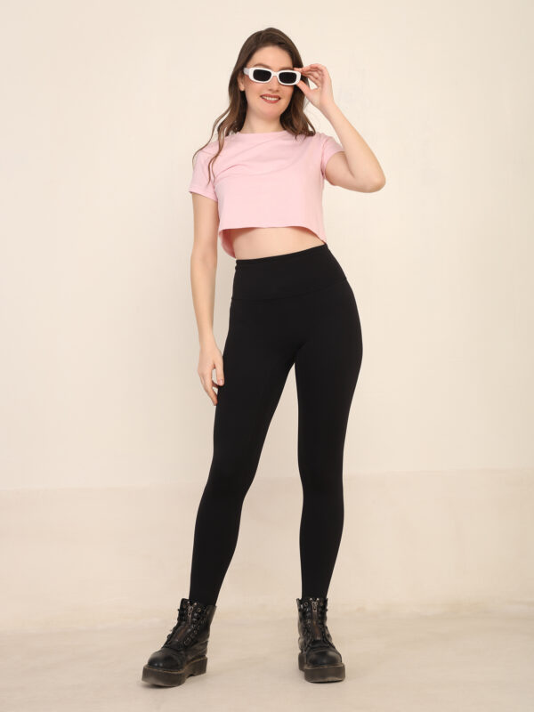 Absqura Solid Women Light Baby Pink Crop Top