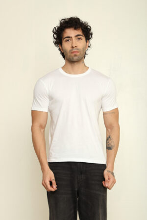 Absqura Solid Men White T-Shirt
