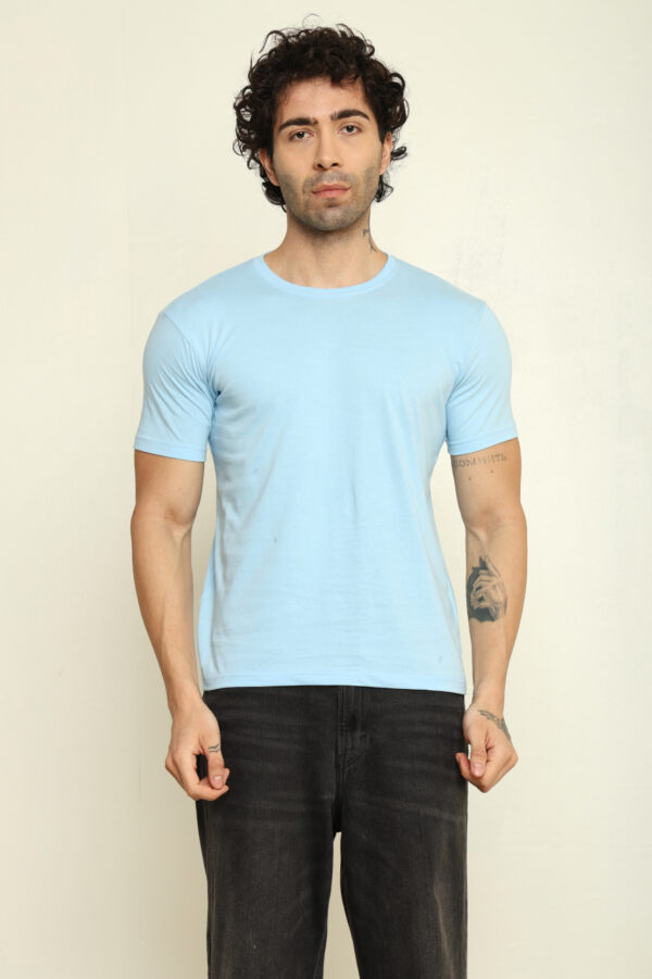 Absqura Solid Men Baby Blue T-Shirt