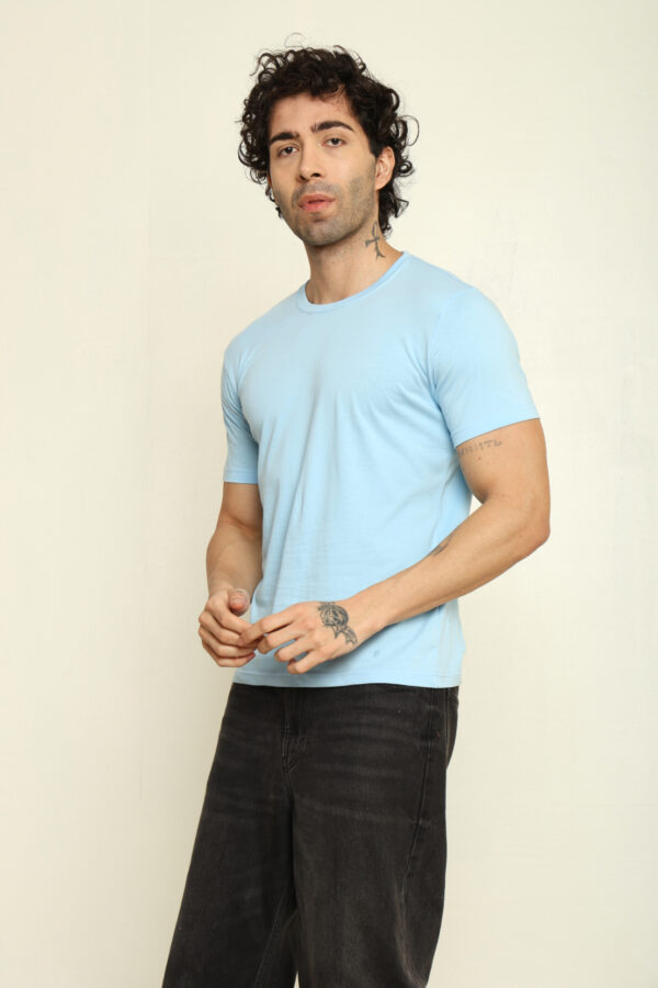 Absqura Solid Men Baby Blue T-Shirt