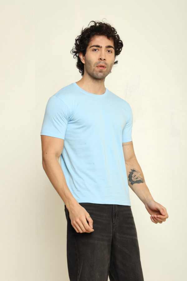 Absqura Solid Men Baby Blue T-Shirt