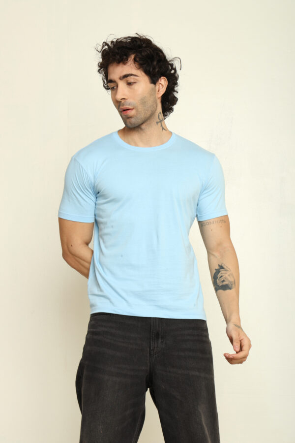 Absqura Solid Men Baby Blue T-Shirt