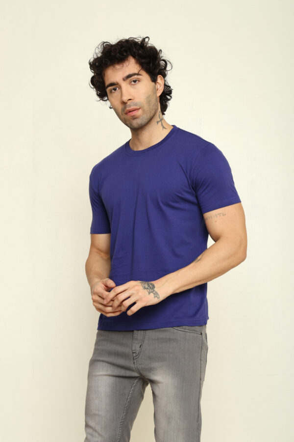 Absqura Solid Men Royal Blue T-Shirt