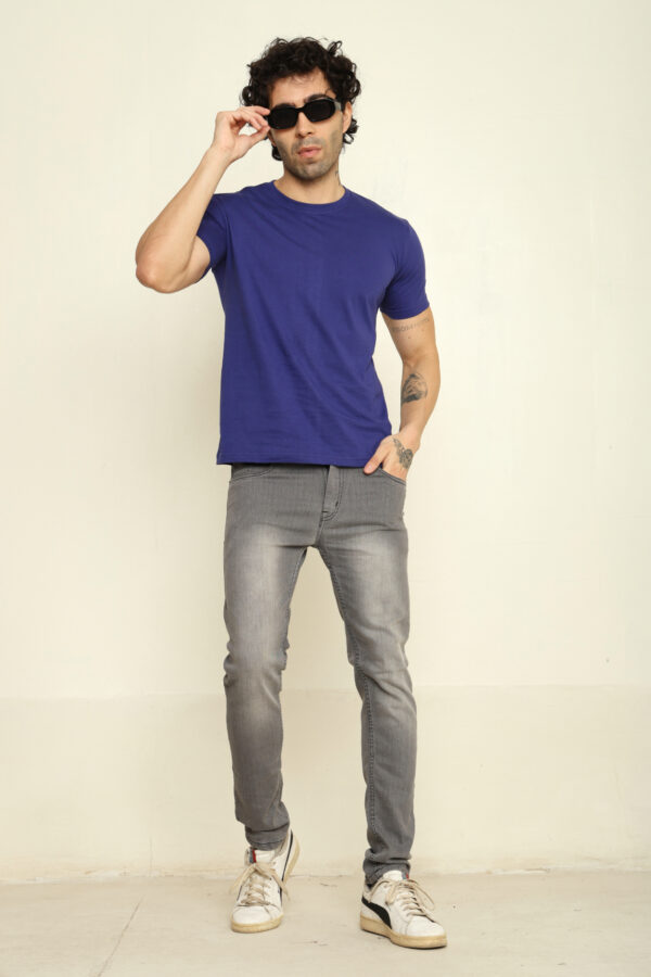 Absqura Solid Men Royal Blue T-Shirt