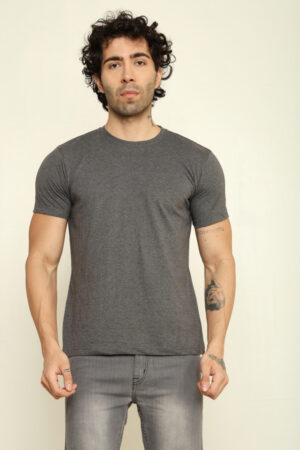 Absqura Solid Men Steel Grey T-Shirt