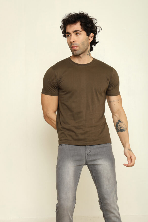 Absqura Solid Men Olive Green T-Shirt