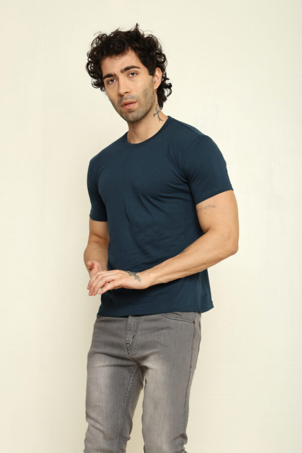 Absqura Solid Men Petrol Blue T-Shirt