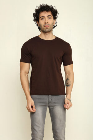 Absqura Solid Men Coffe Brown T-Shirt