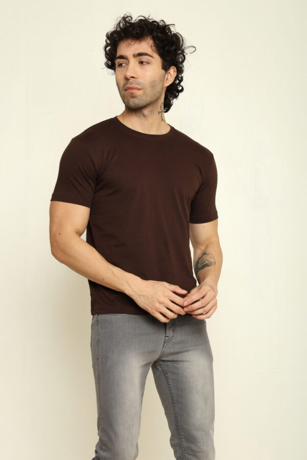 Absqura Solid Men Coffe Brown T-Shirt