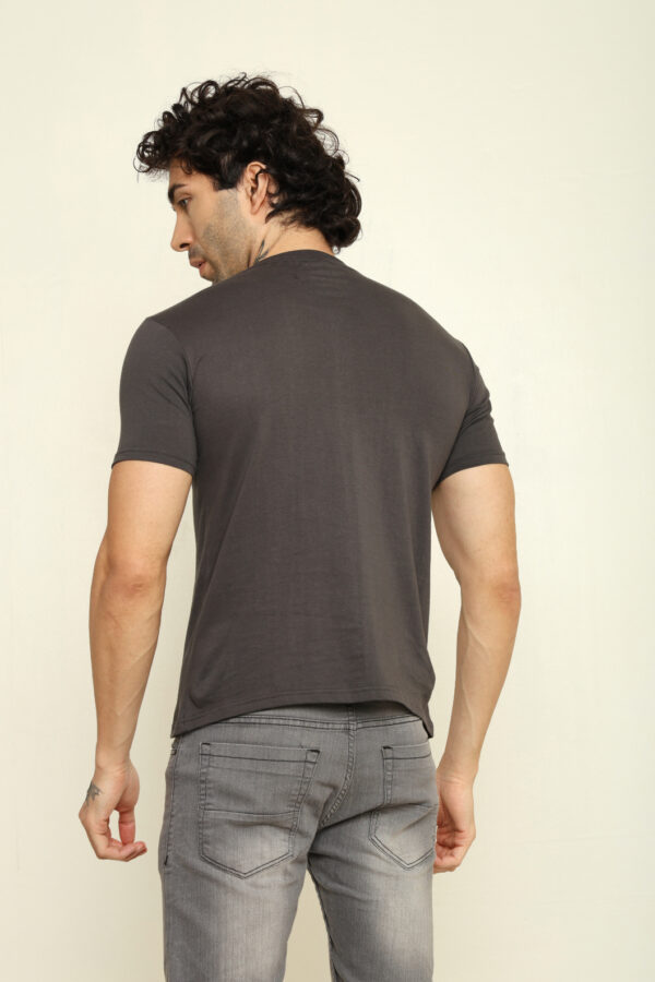 Absqura Solid Men Charcoal Melange T-Shirt