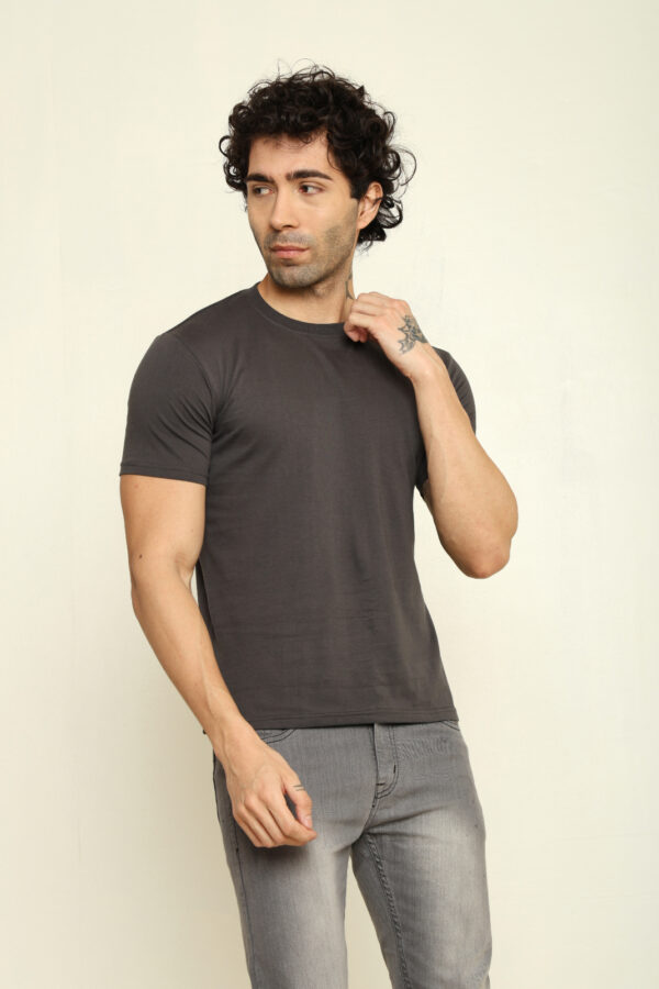 Absqura Solid Men Charcoal Melange T-Shirt