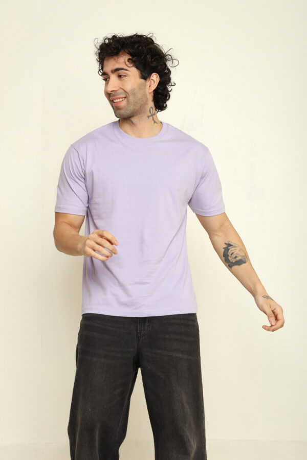 Absqura Solid Oversized Lavender T-Shirt