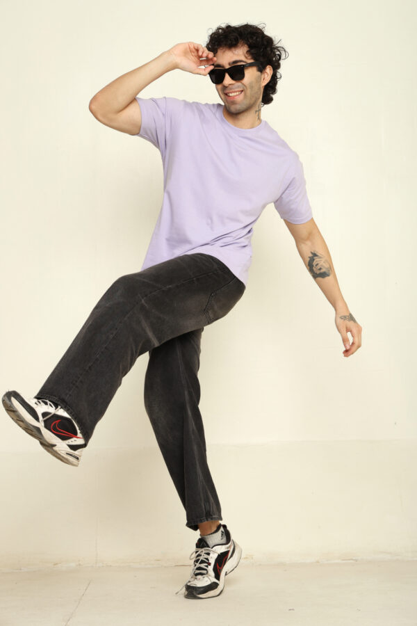 Absqura Solid Oversized Lavender T-Shirt