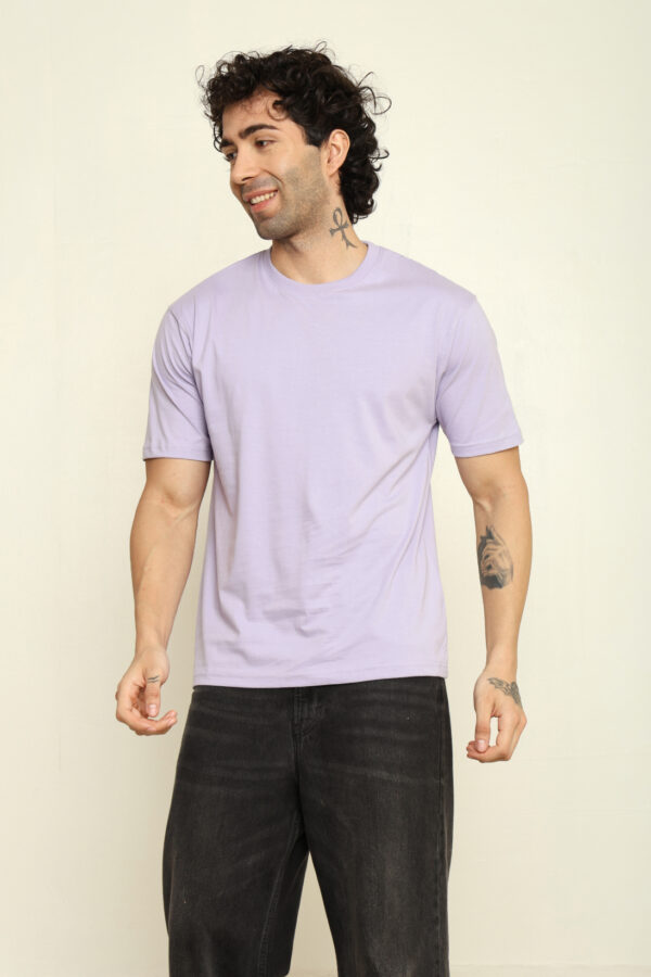 Absqura Solid Oversized Lavender T-Shirt