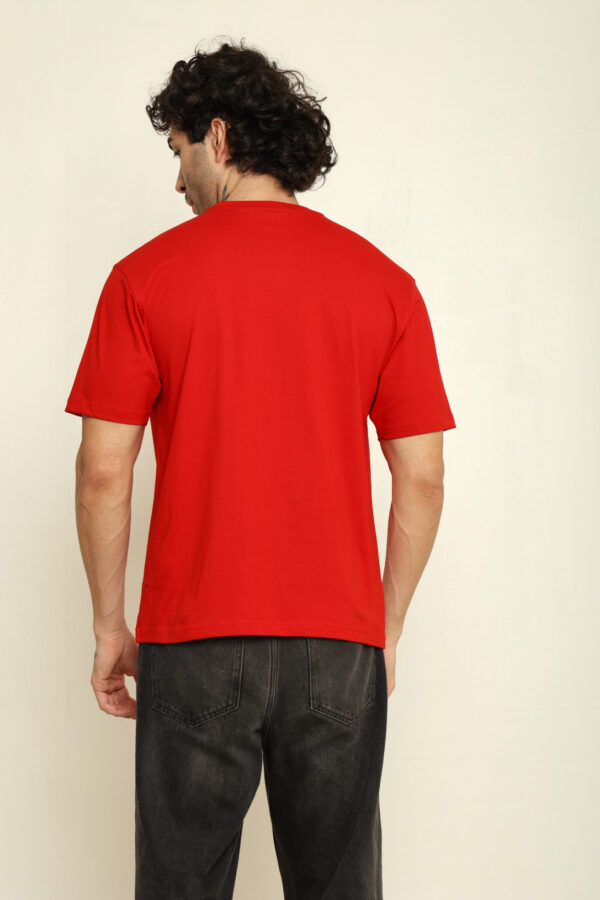 Absqura Solid Oversized Red T-Shirt