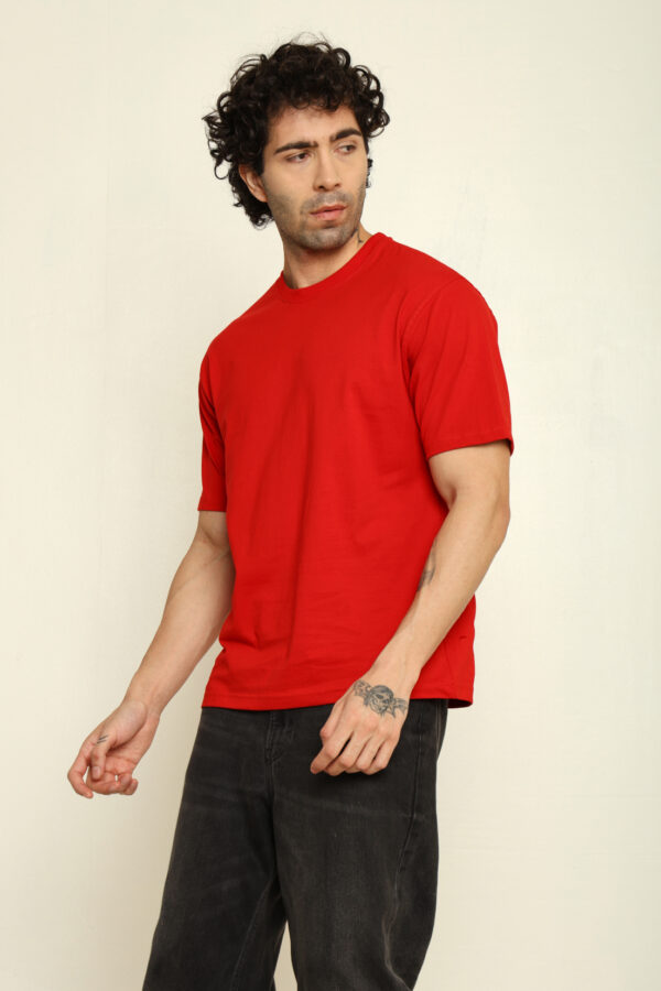 Absqura Solid Oversized Red T-Shirt