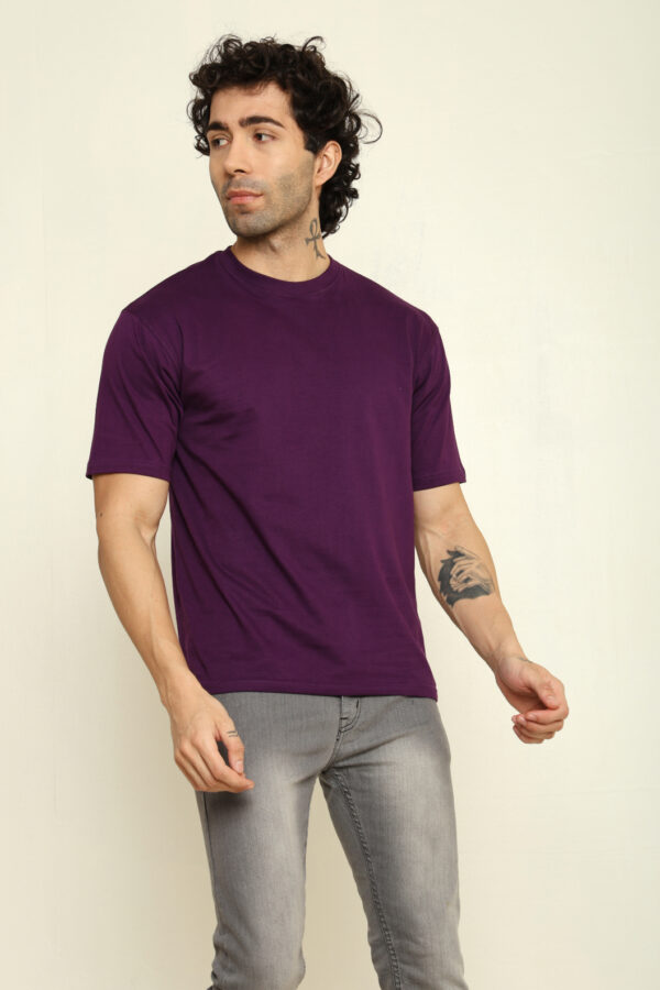 Absqura Solid Oversized Purple T-Shirt
