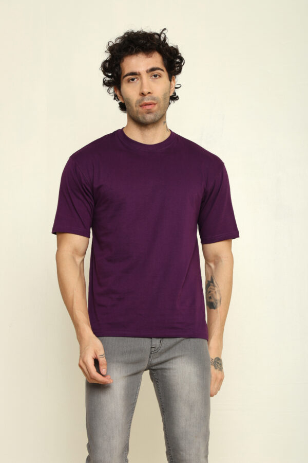 Absqura Solid Oversized Purple T-Shirt