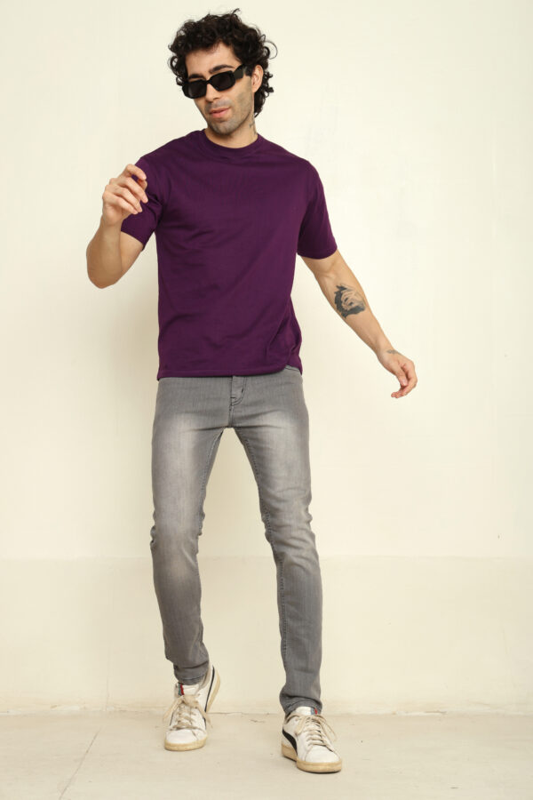 Absqura Solid Oversized Purple T-Shirt