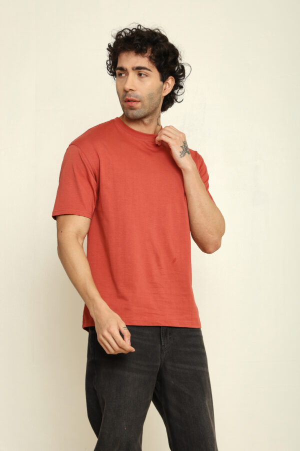 Absqura Solid Oversized Coral T-Shirt