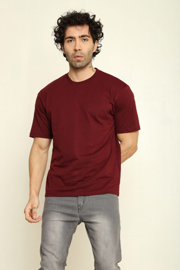 Absqura Solid Oversized Maroon T-Shirt