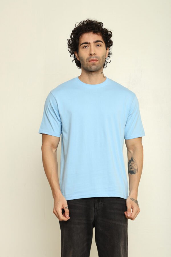 Absqura Solid Oversized Baby Blue T-Shirt