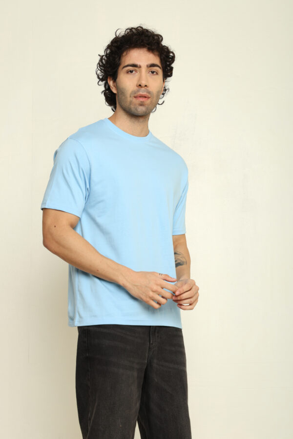 Absqura Solid Oversized Baby Blue T-Shirt