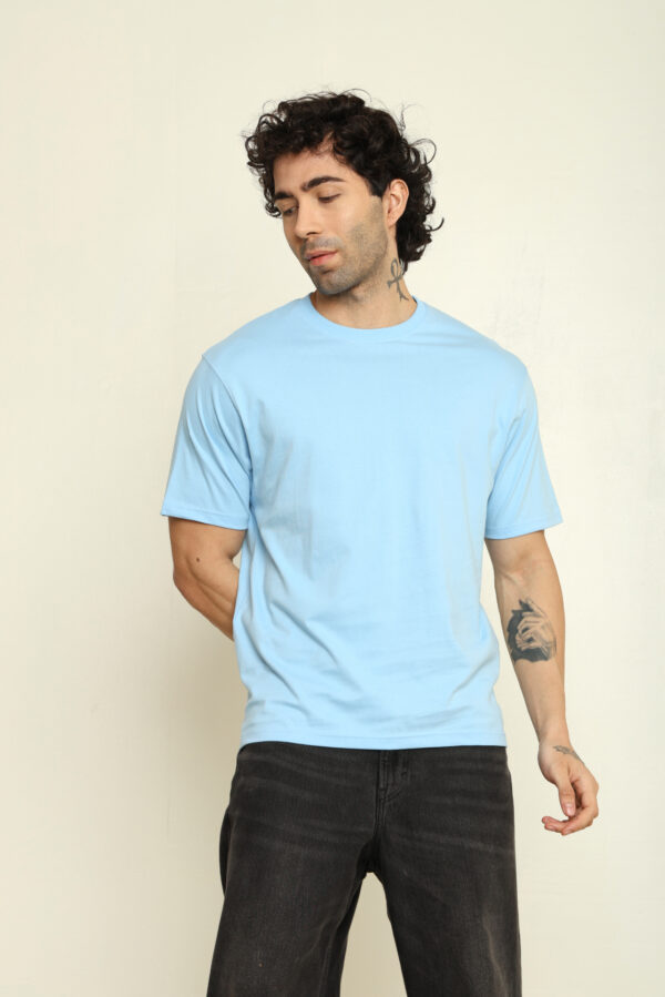 Absqura Solid Oversized Baby Blue T-Shirt