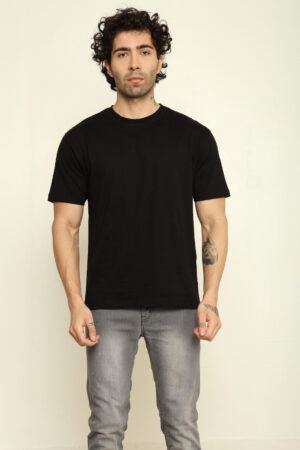 Absqura Solid Men Oversized Black T-Shirt