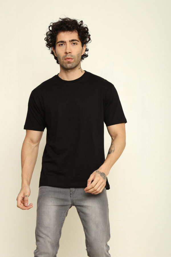 Absqura Solid Men Oversized Black T-Shirt