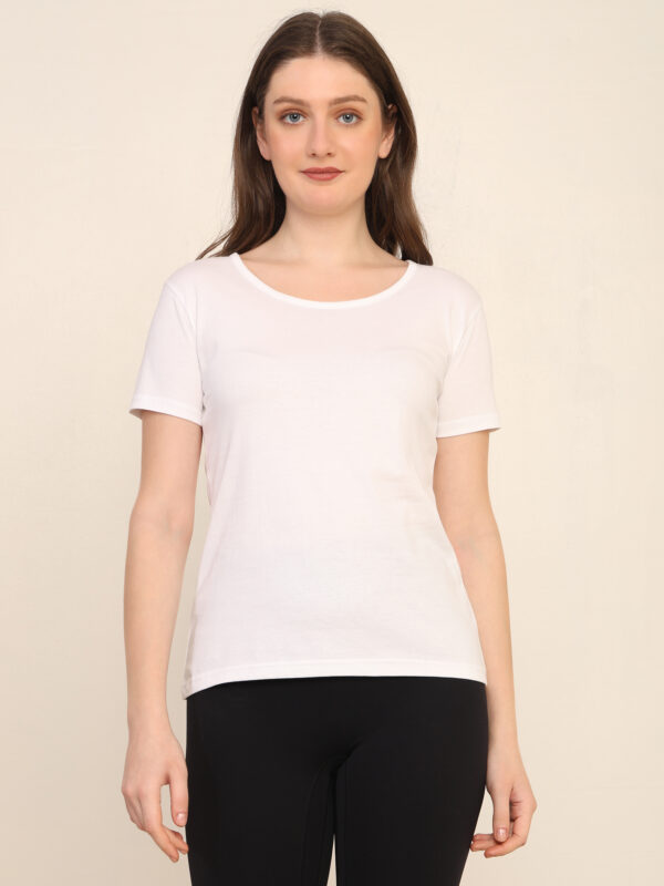 Absqura Solid Women White T-Shirt