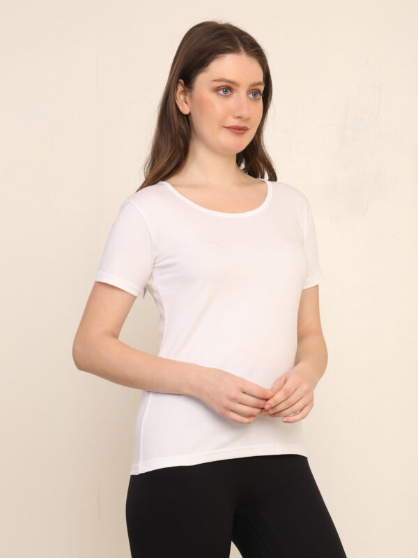 Absqura Solid Women White T-Shirt