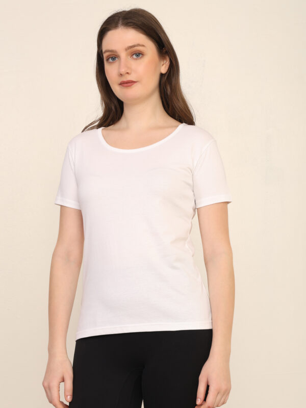 Absqura Solid Women White T-Shirt