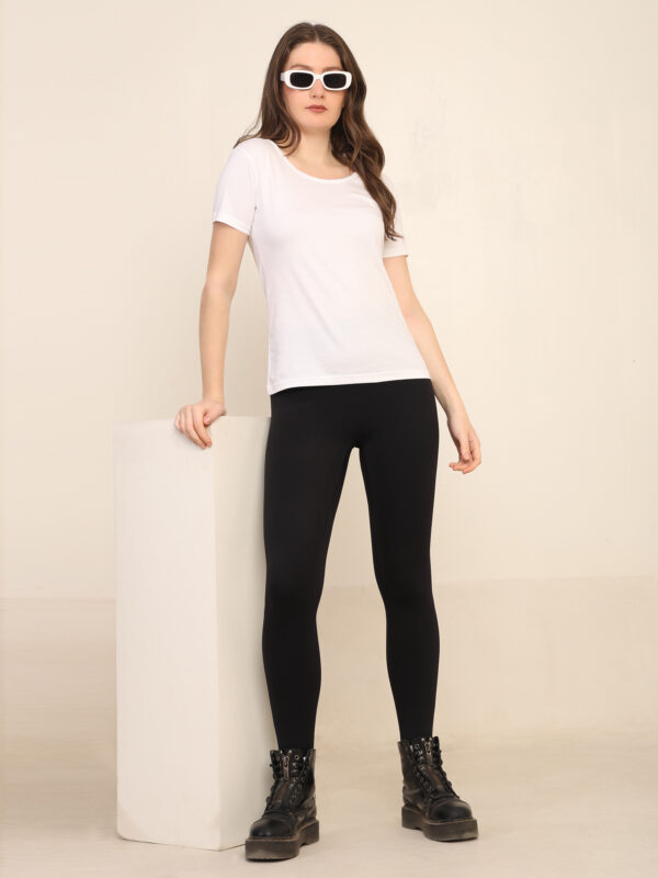 Absqura Solid Women White T-Shirt
