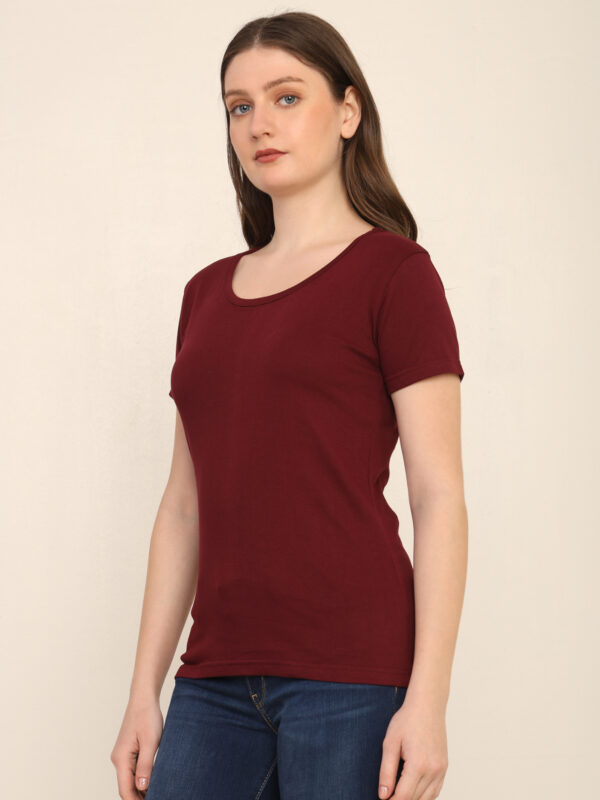 Absqura Solid Women Maroon T-Shirt